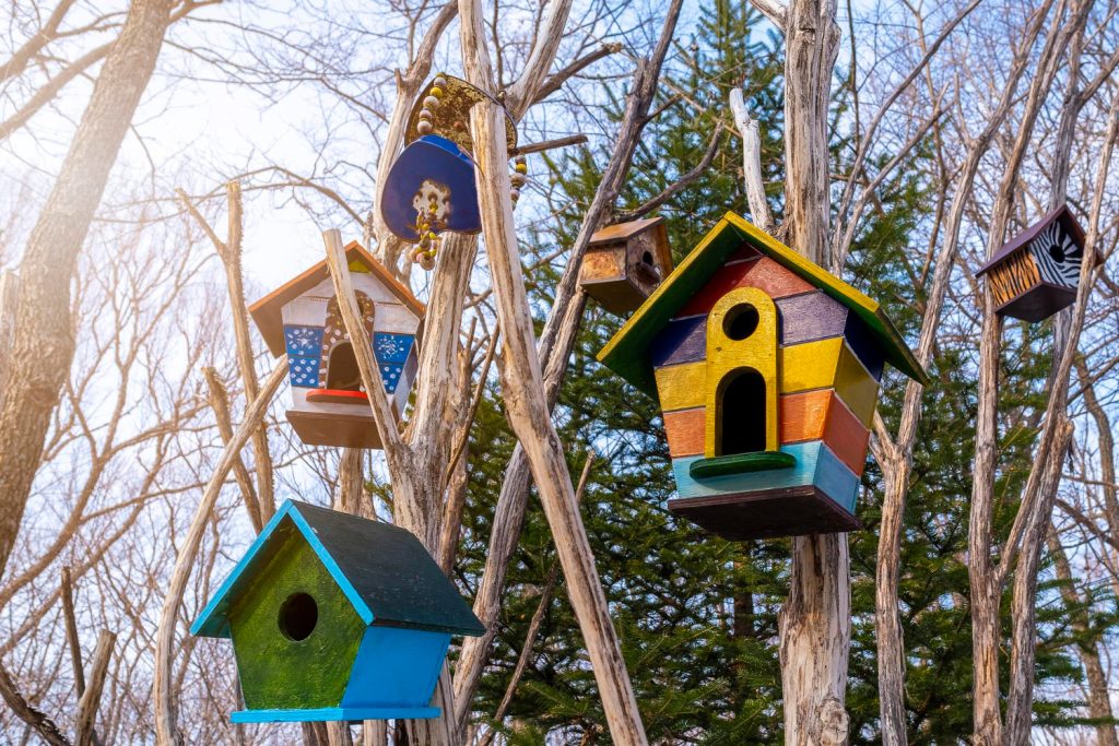 Theconsumerlink.com Funky Painted Birdhouses Adding Whimsy to Your Garden